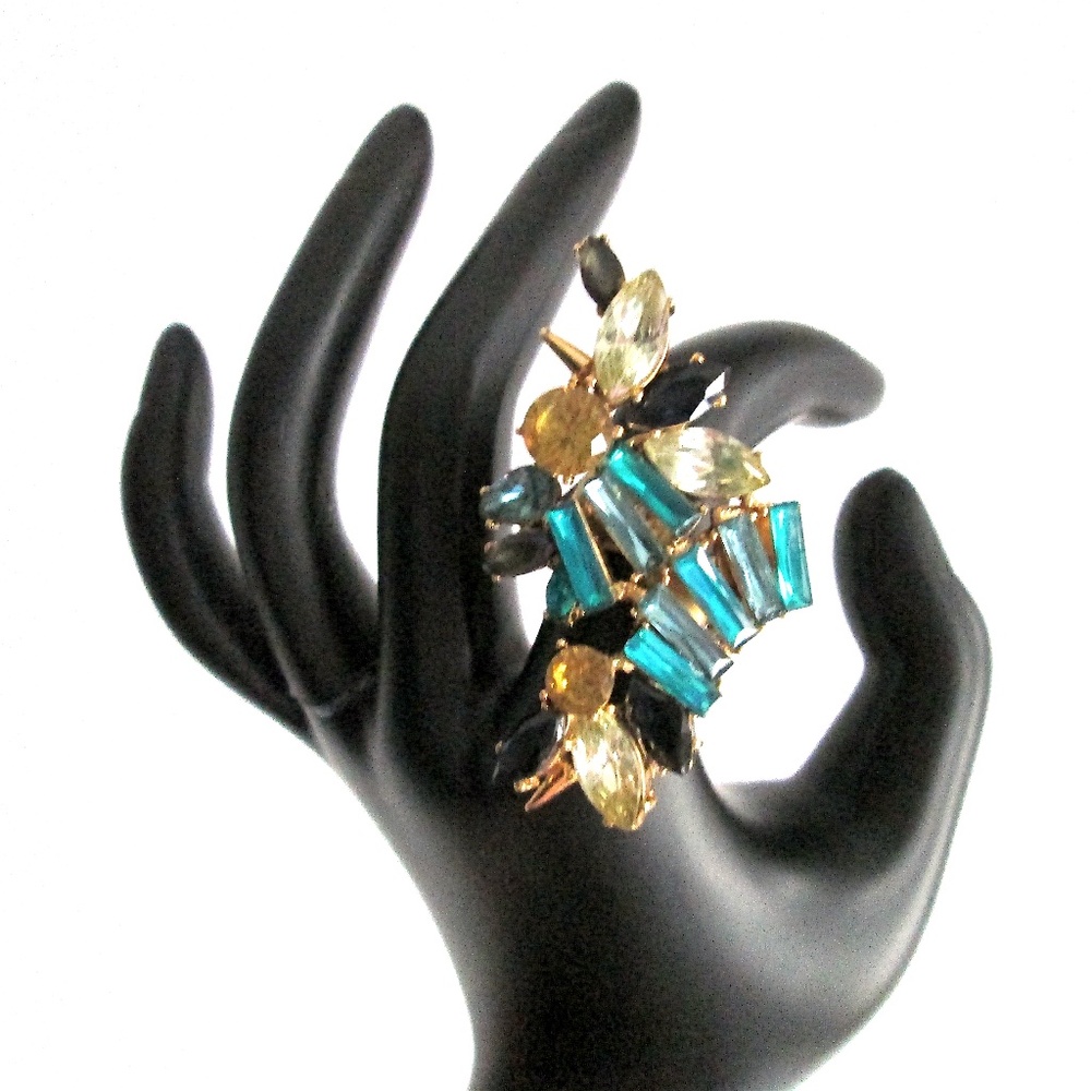 💍🦚 ERICKSON BEAMON ROCKS Cocktail Ring Size 7 - Picture 5 of 15